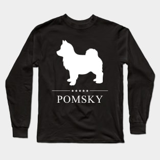 Pomsky Dog White Silhouette Long Sleeve T-Shirt